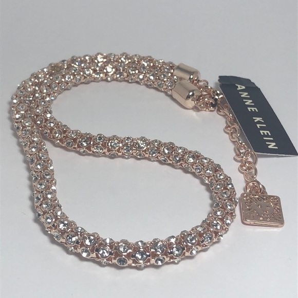 Anne Klein Rose Gold Tone Pave Crystal Necklace - Picture 8 of 16